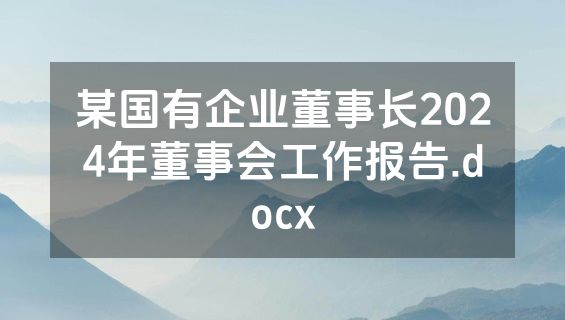 某国有企业董事长2024年董事会工作报告.docx