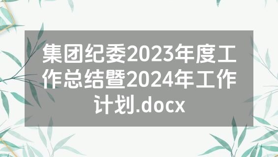 集团纪委2023年度工作总结暨2024年工作计划.docx