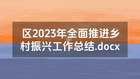 区2023年全面推进乡村振兴工作总结.docx