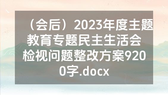（会后）2023年度主题教育专题民主生活会检视问题整改方案9200字.docx