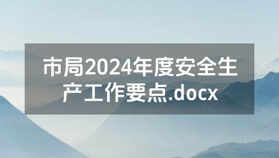 市局2024年度安全生产工作要点.docx