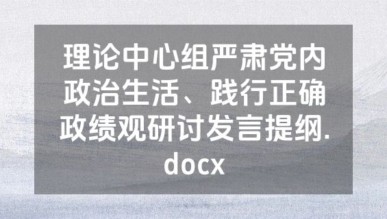 理论中心组严肃党内政治生活、践行正确政绩观研讨发言提纲.docx