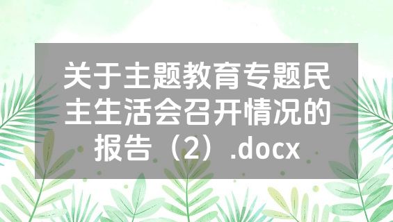 关于主题教育专题民主生活会召开情况的报告（2）.docx