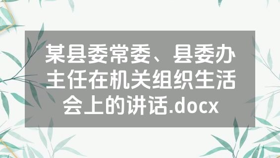 某县委常委、县委办主任在机关组织生活会上的讲话.docx