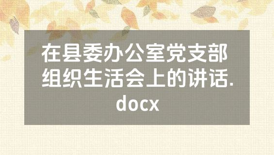 在县委办公室党支部 组织生活会上的讲话.docx