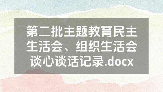 第二批主题教育民主生活会、组织生活会谈心谈话记录.docx