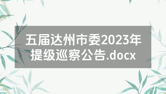 五届达州市委2023年提级巡察公告.docx