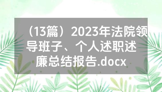 （13篇）2023年法院领导班子、个人述职述廉总结报告.docx