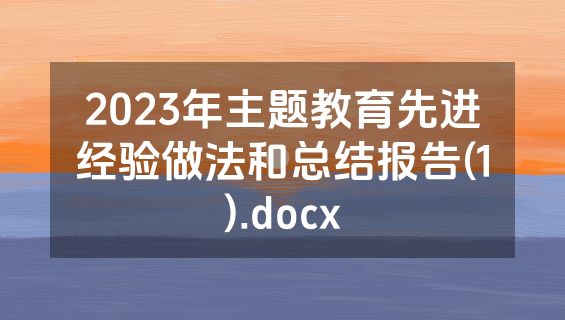 2023年主题教育先进经验做法和总结报告(1).docx