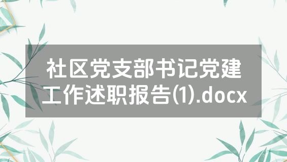 社区党支部书记党建工作述职报告(1).docx