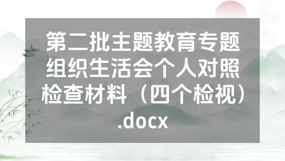 第二批主题教育专题组织生活会个人对照检查材料（四个检视）.docx