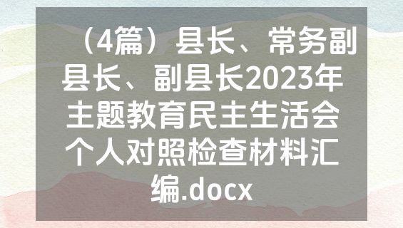 （4篇）县长、常务副县长、副县长2023年主题教育民主生活会个人对照检查材料汇编.docx