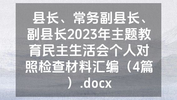 县长、常务副县长、副县长2023年主题教育民主生活会个人对照检查材料汇编（4篇）.docx