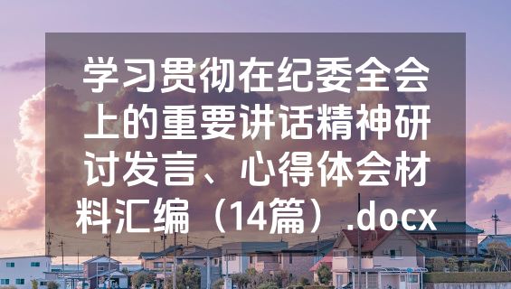 学习贯彻在纪委全会上的重要讲话精神研讨发言、心得体会材料汇编（14篇）.docx
