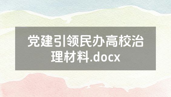 党建引领民办高校治理材料.docx
