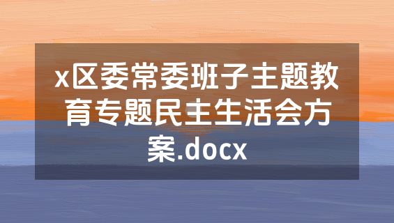 x区委常委班子主题教育专题民主生活会方案.docx