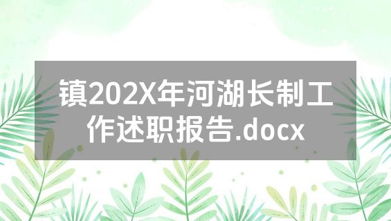 镇202X年河湖长制工作述职报告.docx