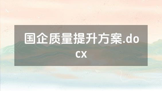 国企质量提升方案.docx