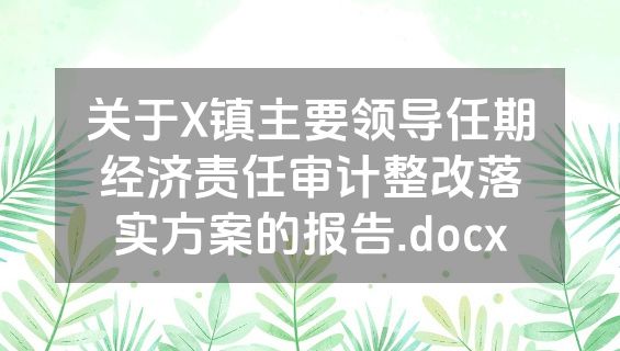 关于X镇主要领导任期经济责任审计整改落实方案的报告.docx