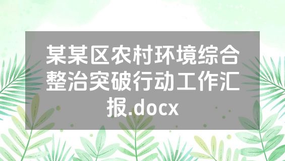 某某区农村环境综合整治突破行动工作汇报.docx