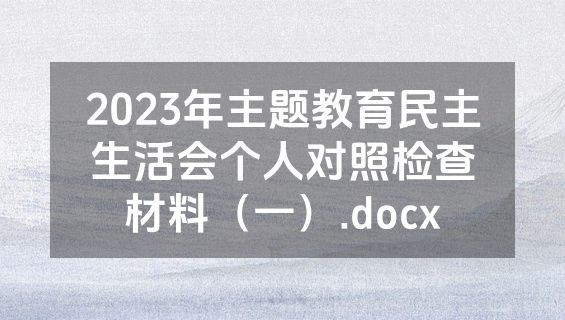 2023年主题教育民主生活会个人对照检查材料（一）.docx