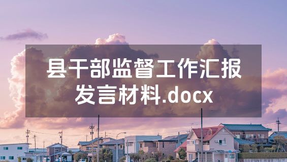 县干部监督工作汇报发言材料.docx