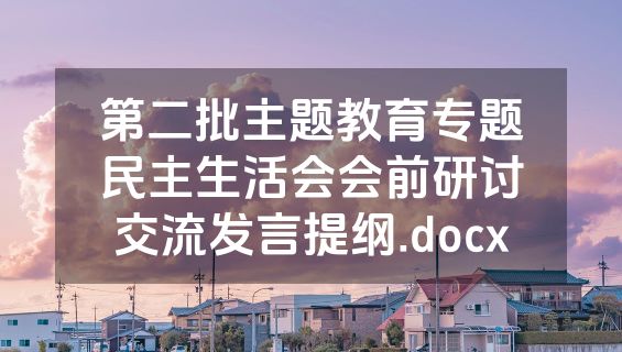 第二批主题教育专题民主生活会会前研讨交流发言提纲.docx
