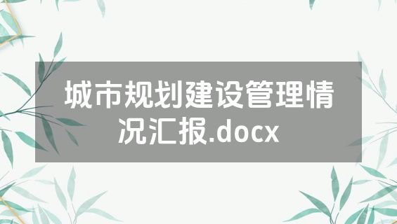城市规划建设管理情况汇报.docx