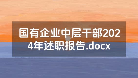 国有企业中层干部2024年述职报告.docx