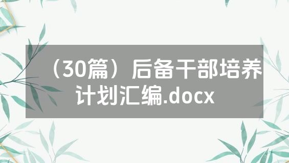 （30篇）后备干部培养计划汇编.docx