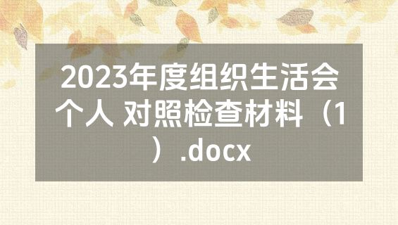 2023年度组织生活会个人 对照检查材料（1）.docx