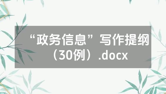 “政务信息”写作提纲（30例）.docx
