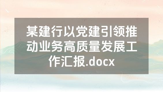 某建行以党建引领推动业务高质量发展工作汇报.docx