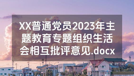 XX普通党员2023年主题教育专题组织生活会相互批评意见.docx
