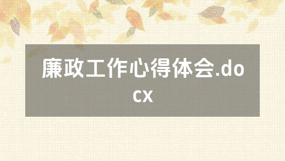 廉政工作心得体会.docx