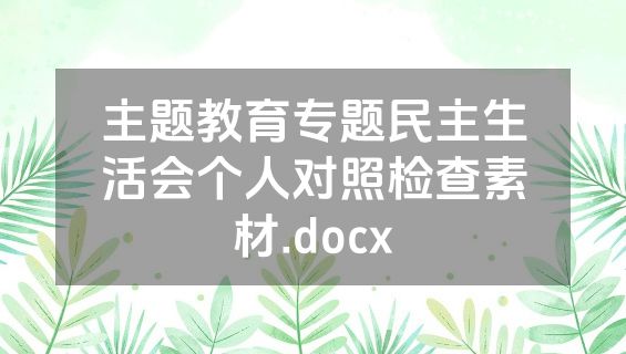 主题教育专题民主生活会个人对照检查素材.docx