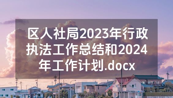 区人社局2023年行政执法工作总结和2024年工作计划.docx