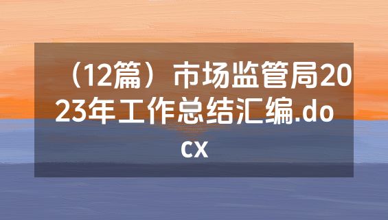 （12篇）市场监管局2023年工作总结汇编.docx