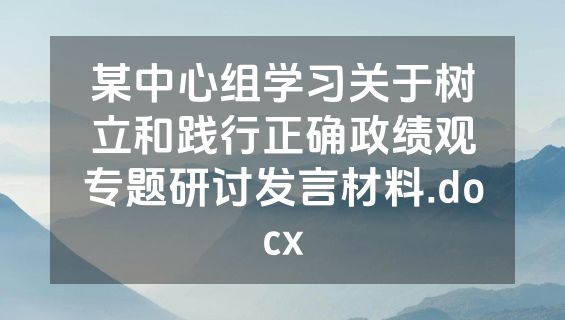 某中心组学习关于树立和践行正确政绩观专题研讨发言材料.docx