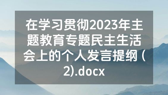 在学习贯彻2023年主题教育专题民主生活会上的个人发言提纲 (2).docx