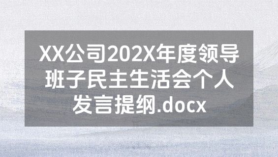 XX公司202X年度领导班子民主生活会个人发言提纲.docx