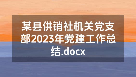 某县供销社机关党支部2023年党建工作总结.docx