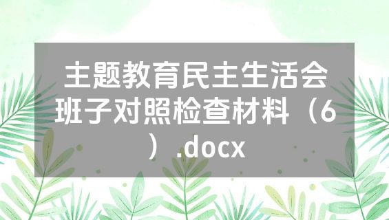 主题教育民主生活会班子对照检查材料（6）.docx
