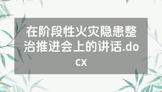 在阶段性火灾隐患整治推进会上的讲话.docx