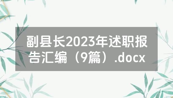 副县长2023年述职报告汇编（9篇）.docx