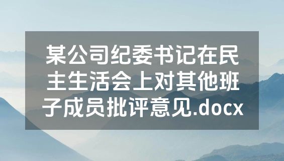 某公司纪委书记在民主生活会上对其他班子成员批评意见.docx