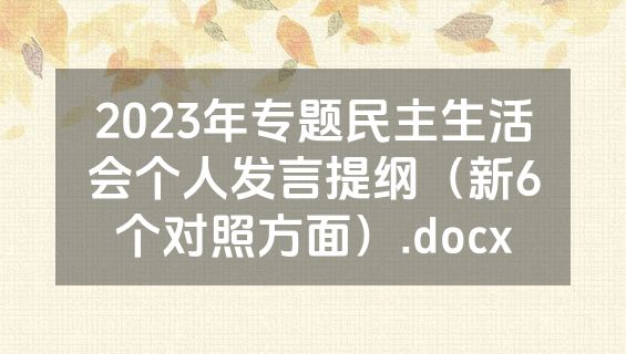 2023年专题民主生活会个人发言提纲（新6个对照方面）.docx
