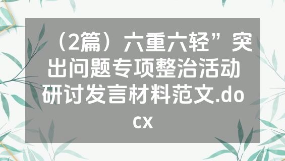 （2篇）六重六轻”突出问题专项整治活动研讨发言材料范文.docx