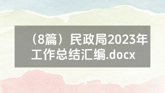 （8篇）民政局2023年工作总结汇编.docx