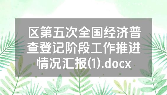 区第五次全国经济普查登记阶段工作推进情况汇报(1).docx
